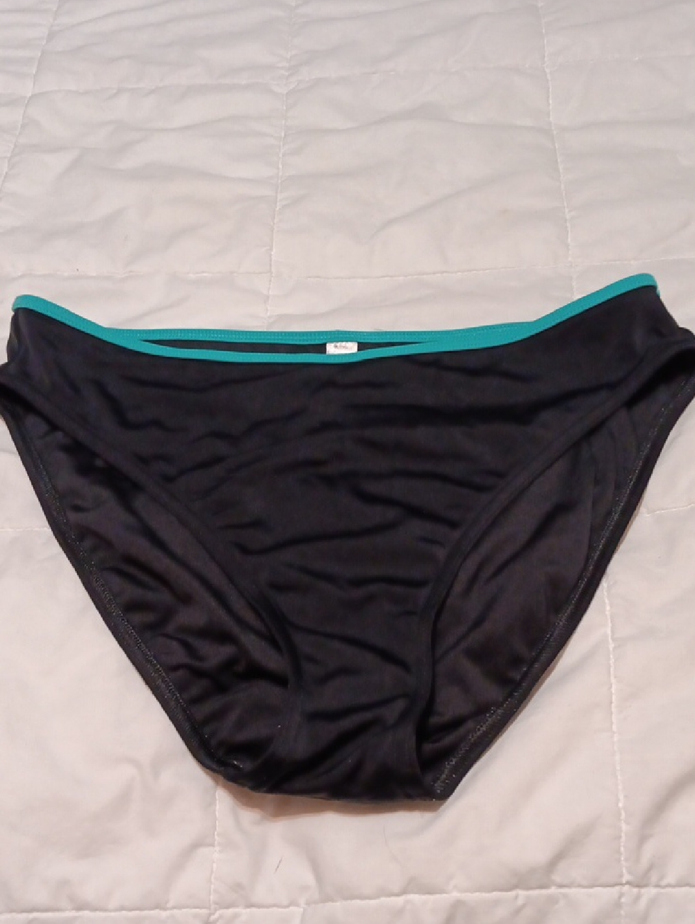 Victoria's Secret Black Bikini Swim Bottom with Teal Trim 2000's Purchase.